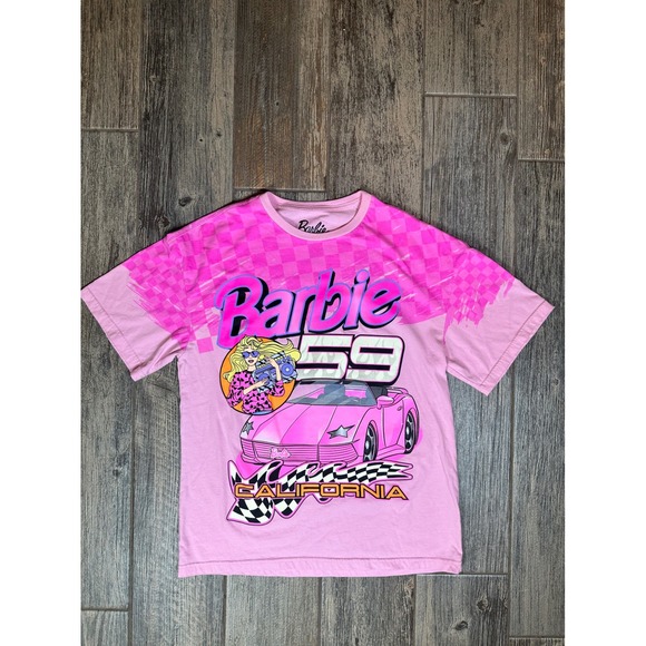 Barbie 59 California Pink Car Graphic T Shirt Large 2024 Mattel - Picture 1 of 7